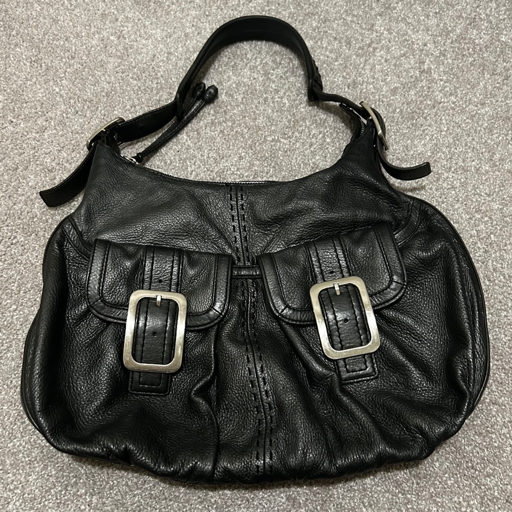 Cole Haan | Leather Shoulder Hobo Bag | Gray/Pewter